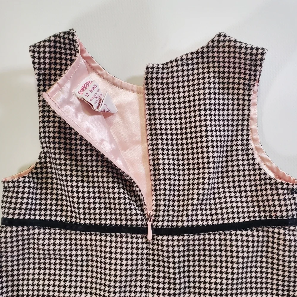 1195 * Gymboree City Sidewalk Houndstooth Jumper Dress Black White Size 12/18M